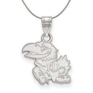 Sterling Silver U of Kansas Small Pendant Necklace - 24 Inch